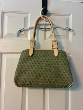 Designer-Style Olive Green Tote with Tan Handles
